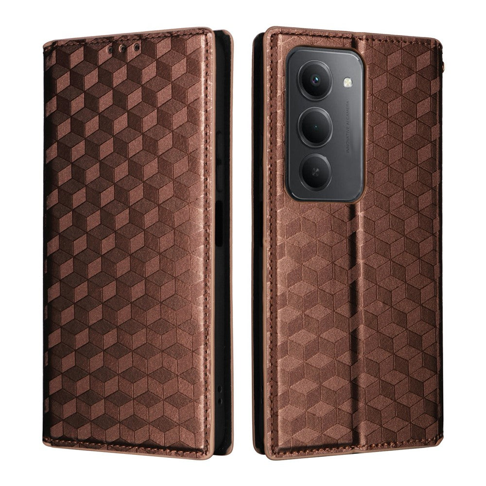 Xiaomi Redmi 15 4G (EU) (171mm) Plånboksfodral med rombpräglad lädermobil