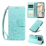 For Honor 400 Smart 5G / 4G / X7d 4G Case RFID Blocking Imprinted Dog Pattern PU Leather Phone Cover with Wrist Strap