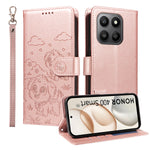 For Honor 400 Smart 5G / 4G / X7d 4G Case RFID Blocking Imprinted Dog Pattern PU Leather Phone Cover with Wrist Strap