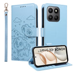For Honor 400 Smart 5G / 4G / X7d 4G Case RFID Blocking Imprinted Dog Pattern PU Leather Phone Cover with Wrist Strap