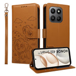For Honor 400 Smart 5G / 4G / X7d 4G Case RFID Blocking Imprinted Dog Pattern PU Leather Phone Cover with Wrist Strap