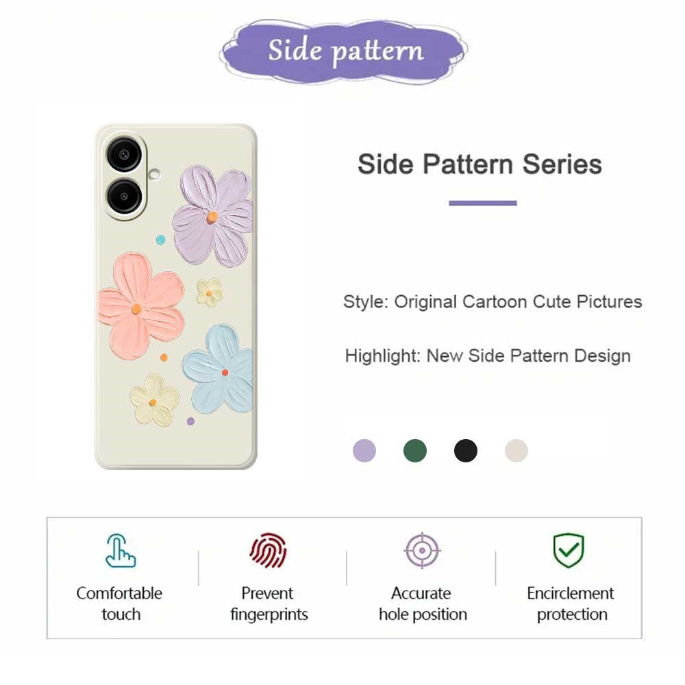 For Samsung Galaxy A08 5G / A08 4G / A07 5G / A07 4G Case Four Color Flowers Pattern Printing Straight Edge TPU Phone Back Cover