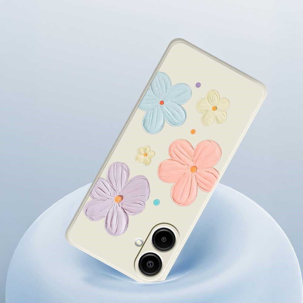For Samsung Galaxy A08 5G / A08 4G / A07 5G / A07 4G Case Four Color Flowers Pattern Printing Straight Edge TPU Phone Back Cover