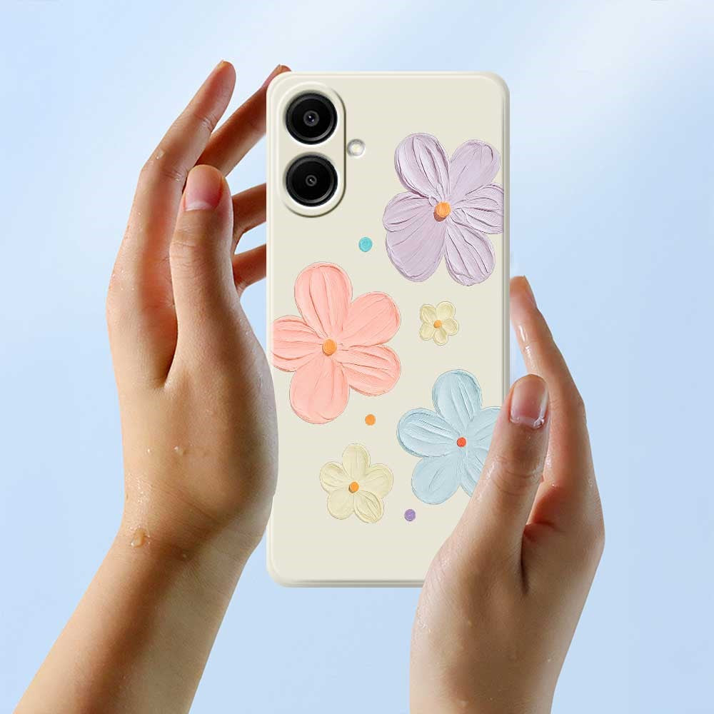 For Samsung Galaxy A08 5G / A08 4G / A07 5G / A07 4G Case Four Color Flowers Pattern Printing Straight Edge TPU Phone Back Cover