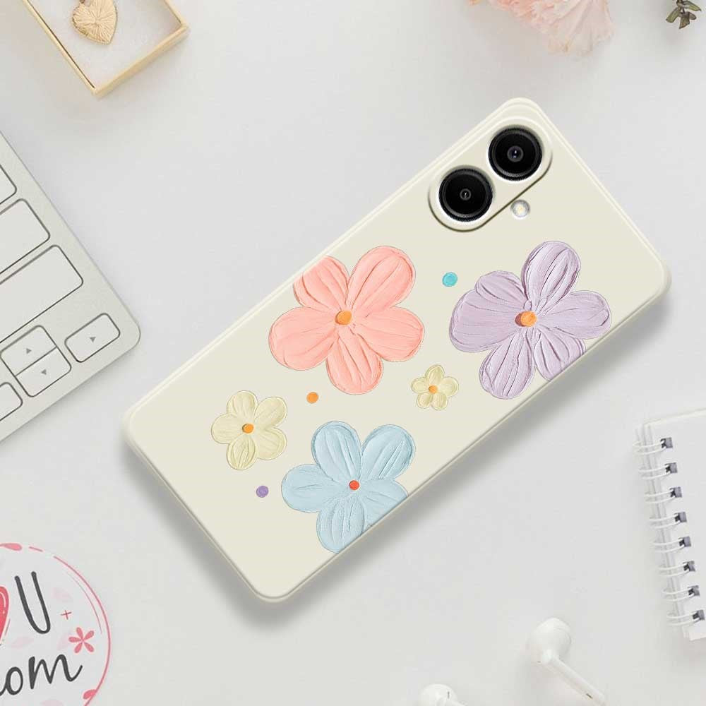For Samsung Galaxy A08 5G / A08 4G / A07 5G / A07 4G Case Four Color Flowers Pattern Printing Straight Edge TPU Phone Back Cover