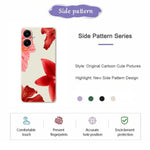 For Samsung Galaxy A08 5G / A08 4G / A07 5G / A07 4G Case Red Flower Pattern Printing Straight Edge TPU Phone Back Cover
