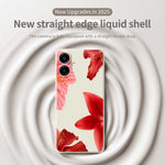 For Samsung Galaxy A08 5G / A08 4G / A07 5G / A07 4G Case Red Flower Pattern Printing Straight Edge TPU Phone Back Cover