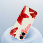 For Samsung Galaxy A08 5G / A08 4G / A07 5G / A07 4G Case Red Flower Pattern Printing Straight Edge TPU Phone Back Cover