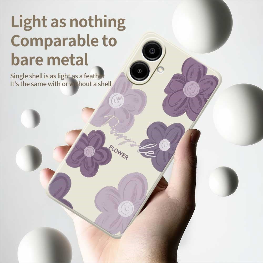 Til Samsung Galaxy A08 5G / A08 4G / A07 5G / A07 4G Cover Lilla Blomsterprint Lige Kant TPU Telefon Bagcover
