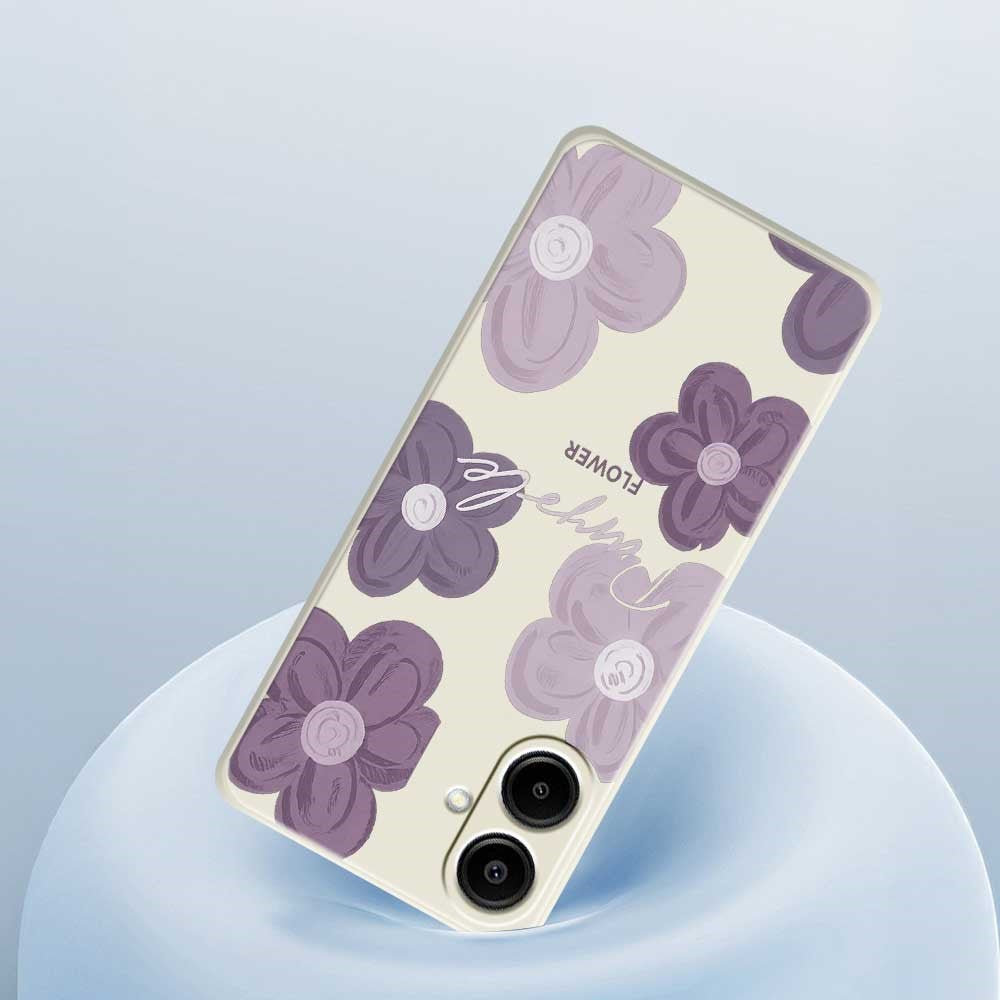 Til Samsung Galaxy A08 5G / A08 4G / A07 5G / A07 4G Cover Lilla Blomsterprint Lige Kant TPU Telefon Bagcover