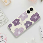 Til Samsung Galaxy A08 5G / A08 4G / A07 5G / A07 4G Cover Lilla Blomsterprint Lige Kant TPU Telefon Bagcover