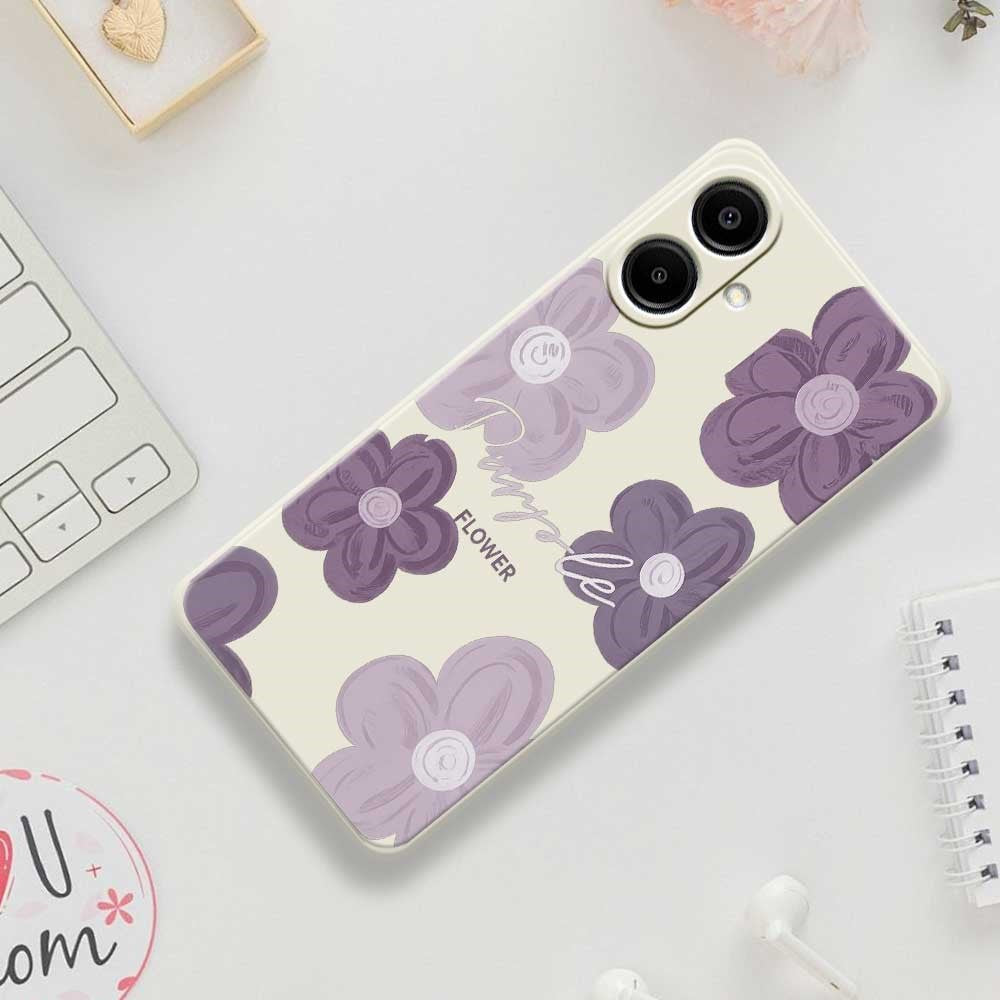 Til Samsung Galaxy A08 5G / A08 4G / A07 5G / A07 4G Cover Lilla Blomsterprint Lige Kant TPU Telefon Bagcover