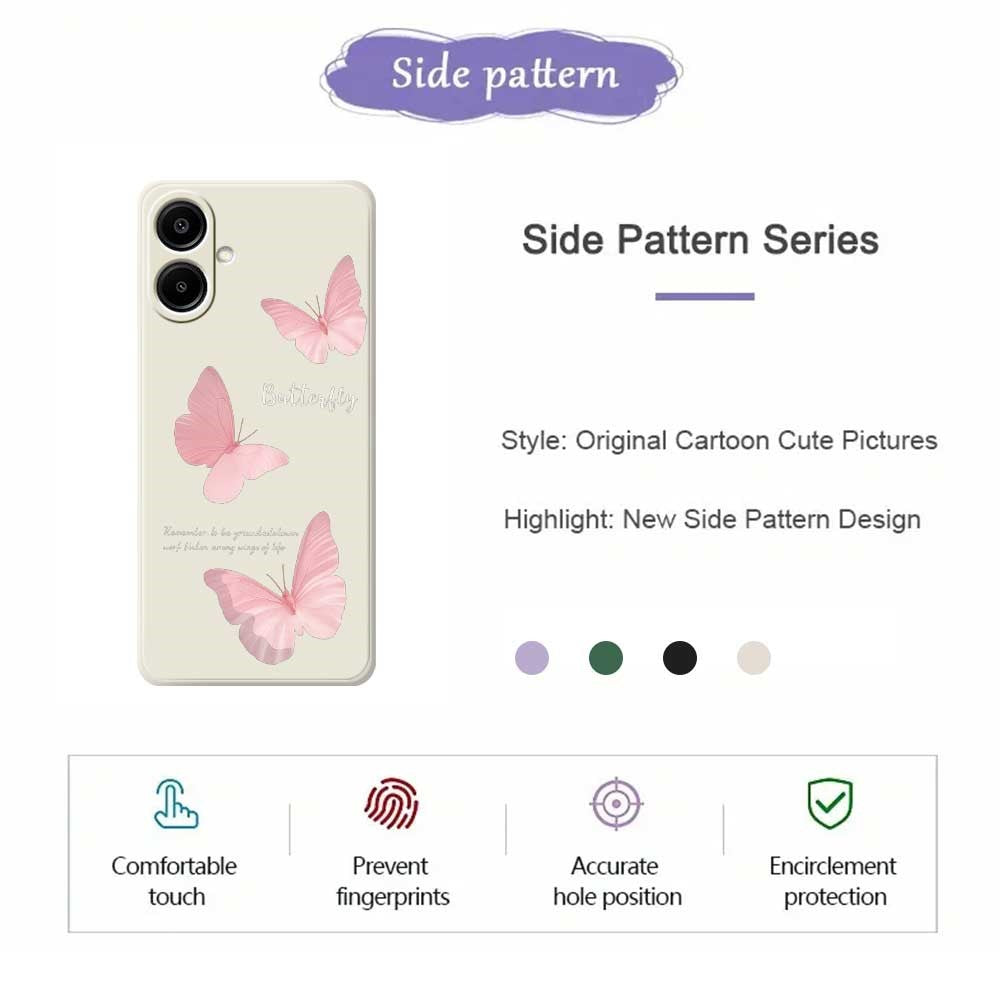 Til Samsung Galaxy A08 5G / A08 4G / A07 5G / A07 4G Cover med sommerfuglemønster, lige kant, TPU-telefonbagsidecover