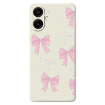 For Samsung Galaxy A08 5G / A08 4G / A07 5G / A07 4G Case Pink Bows Pattern Printing Straight Edge TPU Phone Back Cover