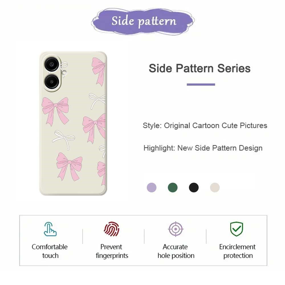 For Samsung Galaxy A08 5G / A08 4G / A07 5G / A07 4G Case Pink Bows Pattern Printing Straight Edge TPU Phone Back Cover