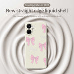 For Samsung Galaxy A08 5G / A08 4G / A07 5G / A07 4G Case Pink Bows Pattern Printing Straight Edge TPU Phone Back Cover