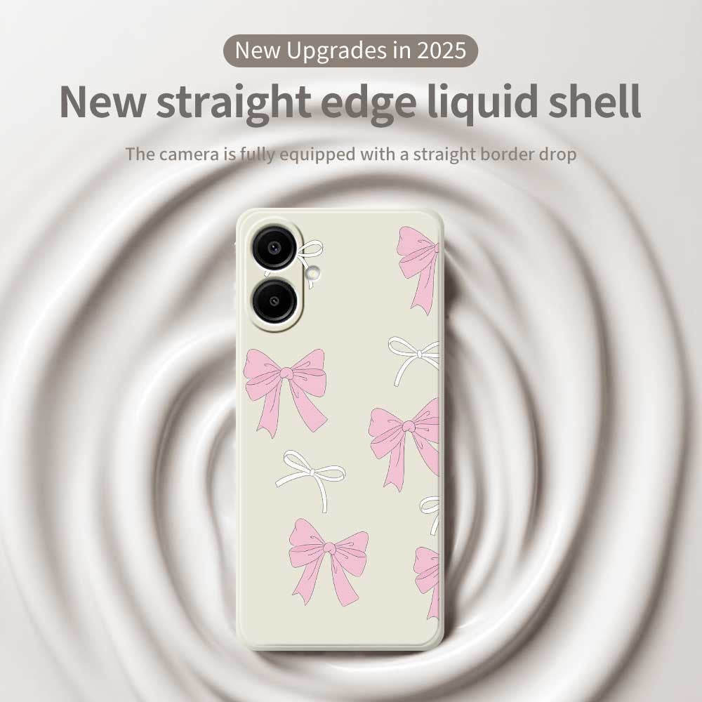 For Samsung Galaxy A08 5G / A08 4G / A07 5G / A07 4G Case Pink Bows Pattern Printing Straight Edge TPU Phone Back Cover
