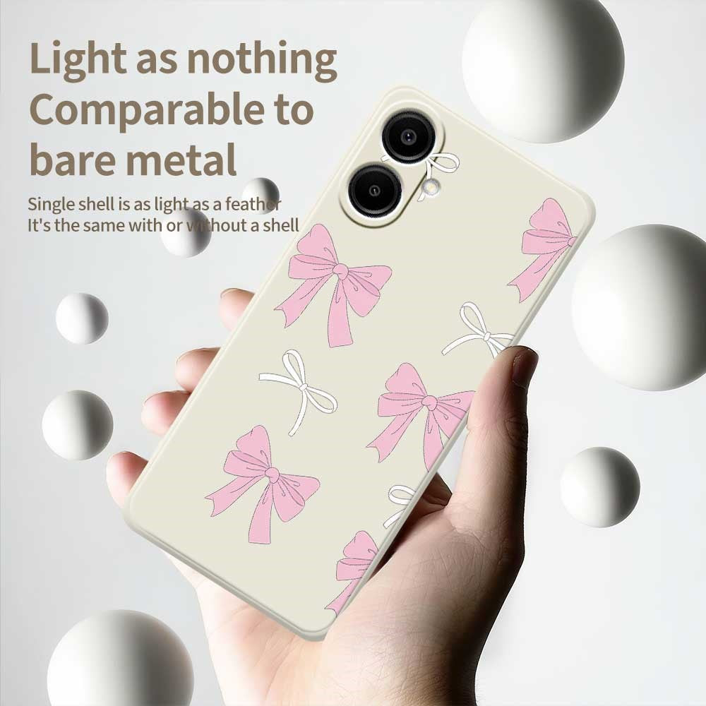 For Samsung Galaxy A08 5G / A08 4G / A07 5G / A07 4G Case Pink Bows Pattern Printing Straight Edge TPU Phone Back Cover