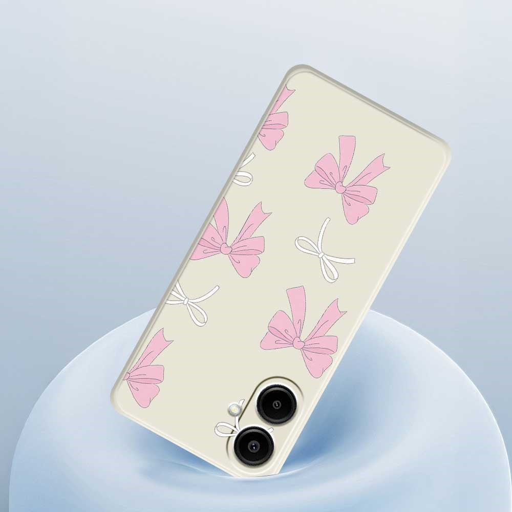 For Samsung Galaxy A08 5G / A08 4G / A07 5G / A07 4G Case Pink Bows Pattern Printing Straight Edge TPU Phone Back Cover