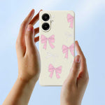 For Samsung Galaxy A08 5G / A08 4G / A07 5G / A07 4G Case Pink Bows Pattern Printing Straight Edge TPU Phone Back Cover