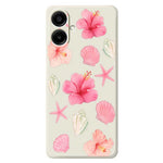For Samsung Galaxy A08 5G / A08 4G / A07 5G / A07 4G Case Peach Blossoms Shells Pattern Printing Straight Edge TPU Phone Back Cover
