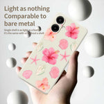 For Samsung Galaxy A08 5G / A08 4G / A07 5G / A07 4G Case Peach Blossoms Shells Pattern Printing Straight Edge TPU Phone Back Cover