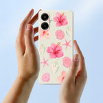 For Samsung Galaxy A08 5G / A08 4G / A07 5G / A07 4G Case Peach Blossoms Shells Pattern Printing Straight Edge TPU Phone Back Cover