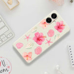 For Samsung Galaxy A08 5G / A08 4G / A07 5G / A07 4G Case Peach Blossoms Shells Pattern Printing Straight Edge TPU Phone Back Cover