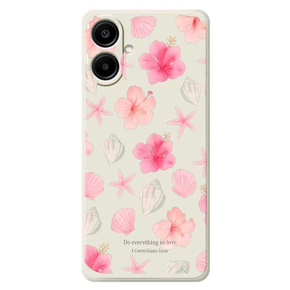 For Samsung Galaxy A08 5G / A08 4G / A07 5G / A07 4G Case Shell Peach Blossom Pattern Printing Straight Edge TPU Phone Back Cover