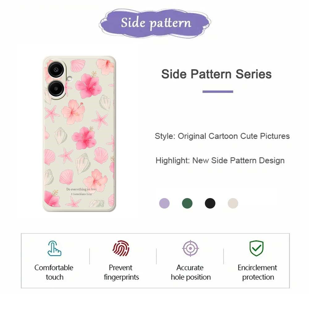 For Samsung Galaxy A08 5G / A08 4G / A07 5G / A07 4G Case Shell Peach Blossom Pattern Printing Straight Edge TPU Phone Back Cover
