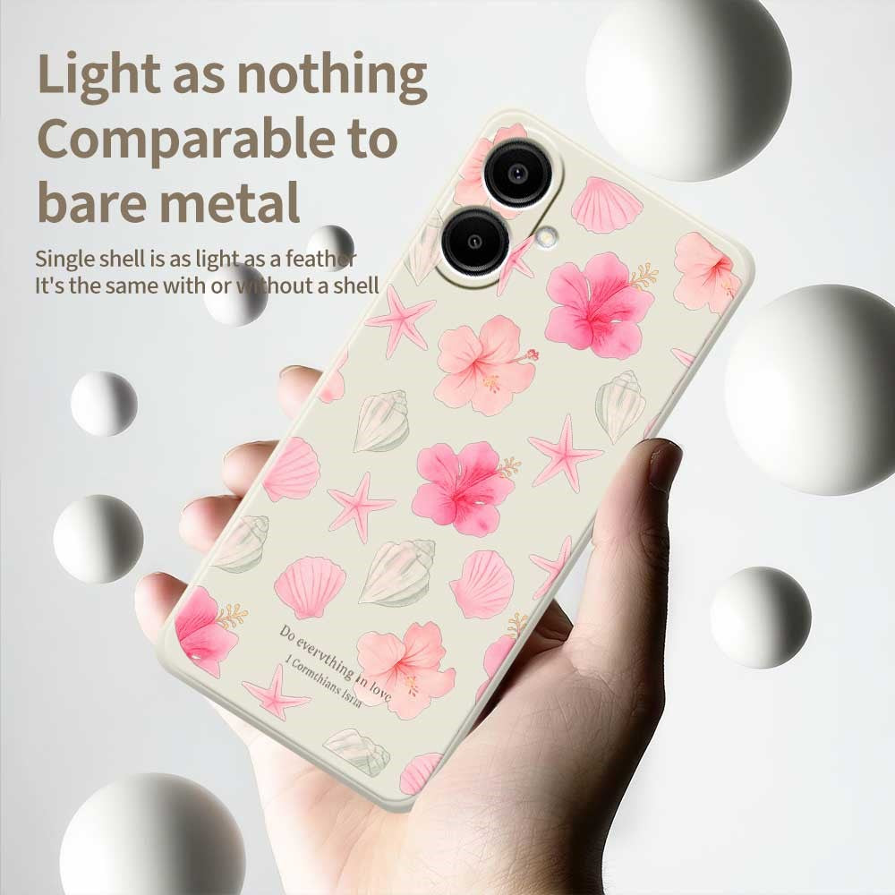 For Samsung Galaxy A08 5G / A08 4G / A07 5G / A07 4G Case Shell Peach Blossom Pattern Printing Straight Edge TPU Phone Back Cover