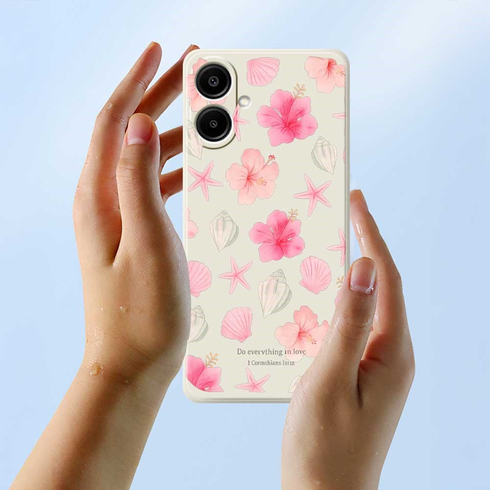 For Samsung Galaxy A08 5G / A08 4G / A07 5G / A07 4G Case Shell Peach Blossom Pattern Printing Straight Edge TPU Phone Back Cover