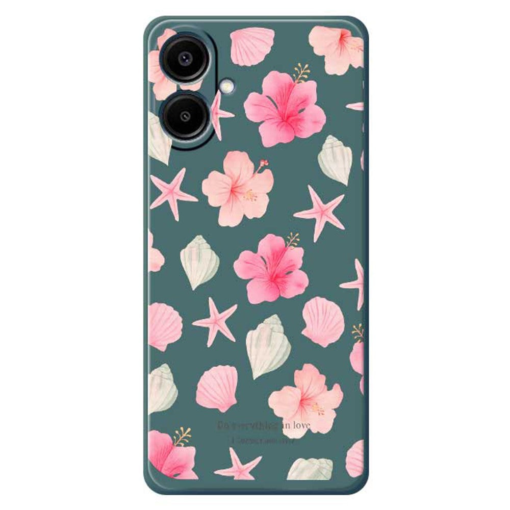 For Samsung Galaxy A08 5G / A08 4G / A07 5G / A07 4G Case Shell Peach Blossom Pattern Printing Straight Edge TPU Phone Back Cover