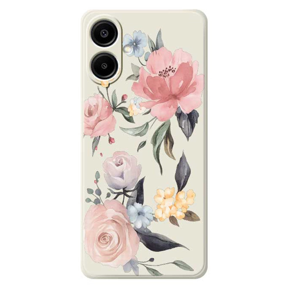 Samsung Galaxy A08 5G / A08 4G / A07 5G / A07 4G / A07s 4G-etui med stort blomstermønster, tryk, lige kant og TPU-mobilbagside