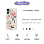 Samsung Galaxy A08 5G / A08 4G / A07 5G / A07 4G / A07s 4G-etui med stort blomstermønster, tryk, lige kant og TPU-mobilbagside