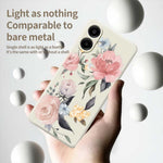 Samsung Galaxy A08 5G / A08 4G / A07 5G / A07 4G / A07s 4G-etui med stort blomstermønster, tryk, lige kant og TPU-mobilbagside