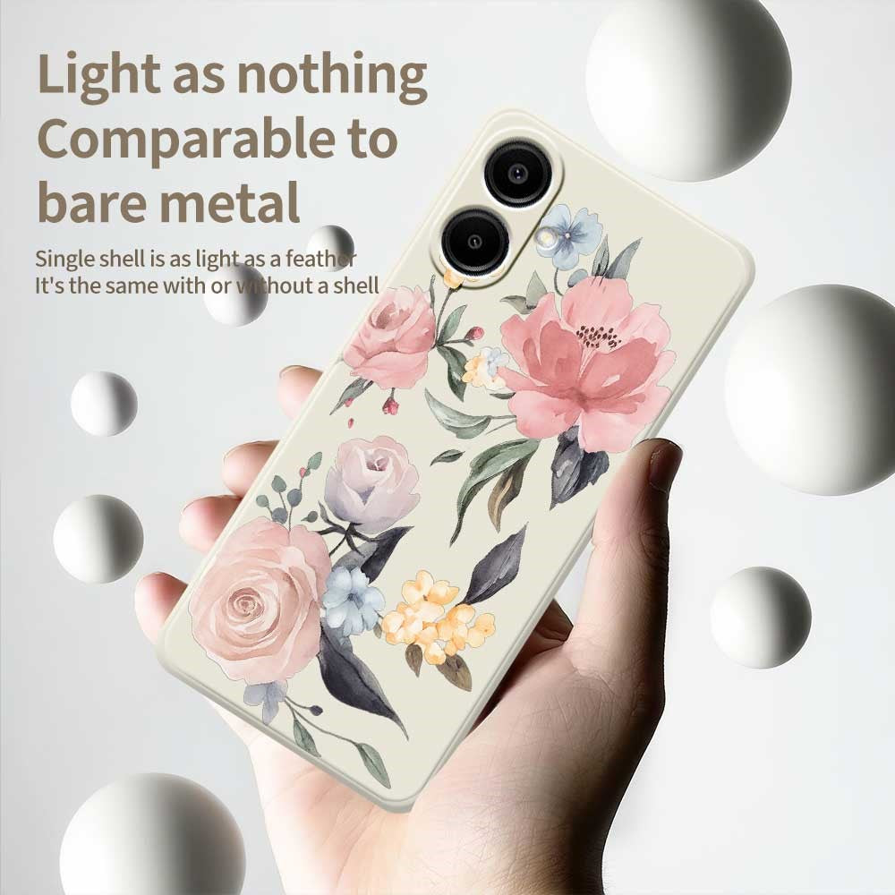 Samsung Galaxy A08 5G / A08 4G / A07 5G / A07 4G / A07s 4G-etui med stort blomstermønster, tryk, lige kant og TPU-mobilbagside