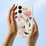Samsung Galaxy A08 5G / A08 4G / A07 5G / A07 4G / A07s 4G-etui med stort blomstermønster, tryk, lige kant og TPU-mobilbagside