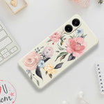 Samsung Galaxy A08 5G / A08 4G / A07 5G / A07 4G / A07s 4G-etui med stort blomstermønster, tryk, lige kant og TPU-mobilbagside