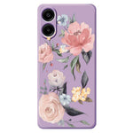 Samsung Galaxy A08 5G / A08 4G / A07 5G / A07 4G / A07s 4G-etui med stort blomstermønster, tryk, lige kant og TPU-mobilbagside