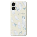 For Samsung Galaxy A08 5G / A08 4G / A07 5G / A07 4G Case White Feathers Pattern Printing Straight Edge TPU Phone Back Cover