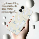For Samsung Galaxy A08 5G / A08 4G / A07 5G / A07 4G Case White Feathers Pattern Printing Straight Edge TPU Phone Back Cover
