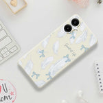 For Samsung Galaxy A08 5G / A08 4G / A07 5G / A07 4G Case White Feathers Pattern Printing Straight Edge TPU Phone Back Cover