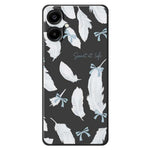 For Samsung Galaxy A08 5G / A08 4G / A07 5G / A07 4G Case White Feathers Pattern Printing Straight Edge TPU Phone Back Cover