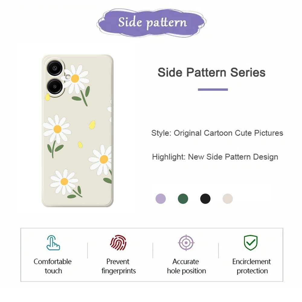 For Samsung Galaxy A08 5G / A08 4G / A07 5G / A07 4G Case Daisy Pattern Printing Straight Edge TPU Phone Back Cover