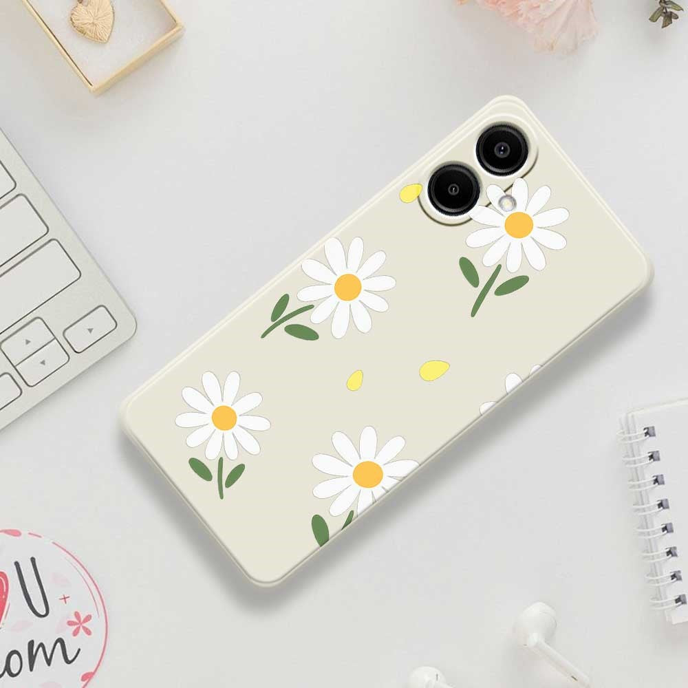 For Samsung Galaxy A08 5G / A08 4G / A07 5G / A07 4G Case Daisy Pattern Printing Straight Edge TPU Phone Back Cover