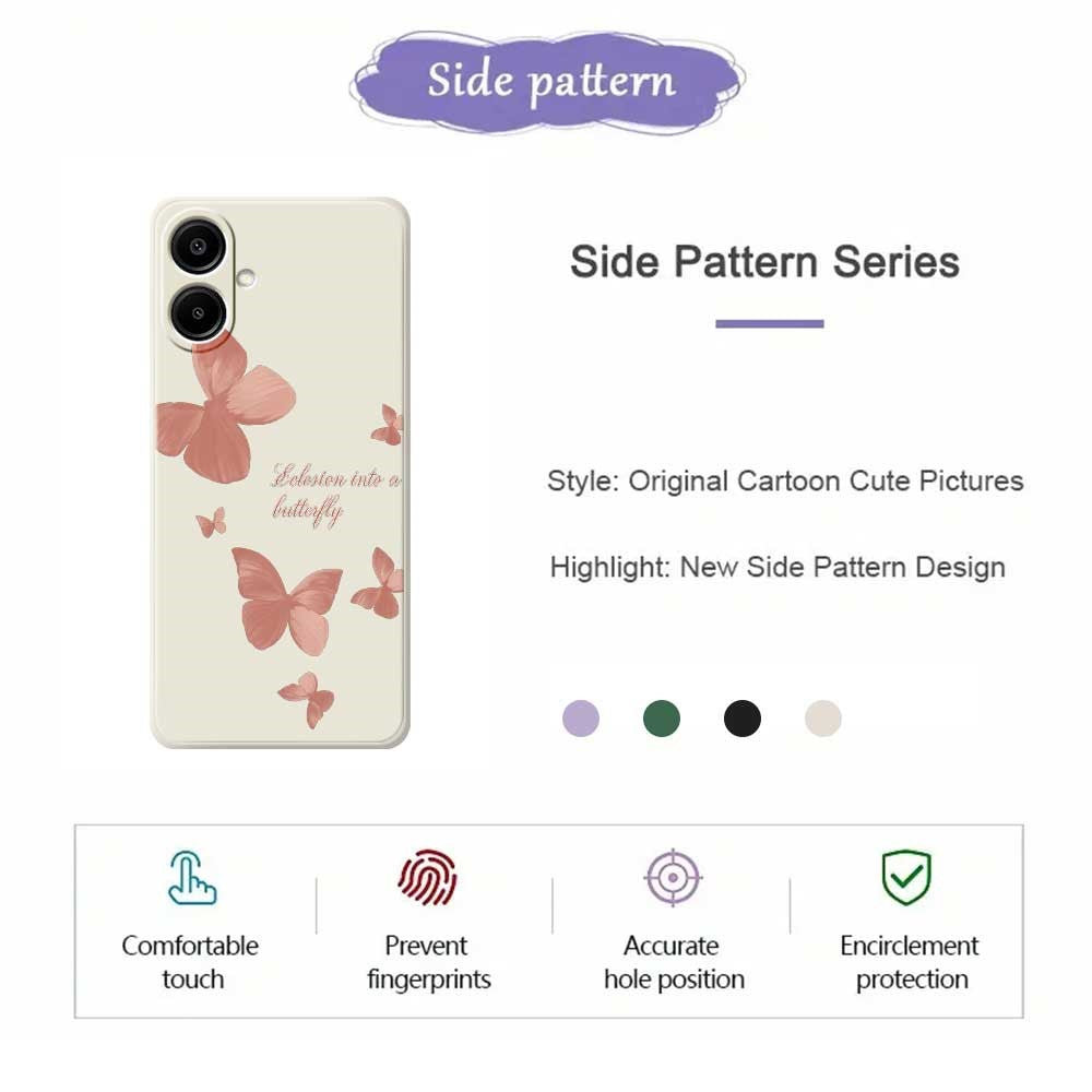 Til Samsung Galaxy A08 5G / A08 4G / A07 5G / A07 4G Cover med sommerfuglemønster, lige kant, TPU telefonbagcover