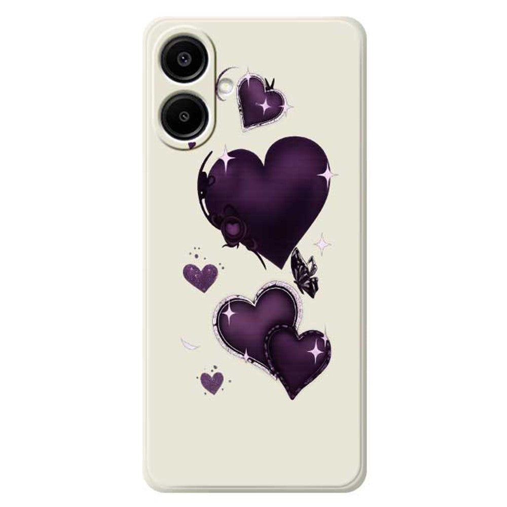 For Samsung Galaxy A08 5G / A08 4G / A07 5G / A07 4G / A07s 4G Case Purple Love Pattern Printing Straight Edge TPU Phone Back Cover