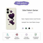 For Samsung Galaxy A08 5G / A08 4G / A07 5G / A07 4G / A07s 4G Case Purple Love Pattern Printing Straight Edge TPU Phone Back Cover