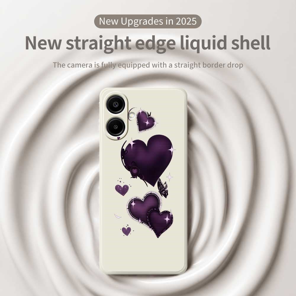 For Samsung Galaxy A08 5G / A08 4G / A07 5G / A07 4G / A07s 4G Case Purple Love Pattern Printing Straight Edge TPU Phone Back Cover